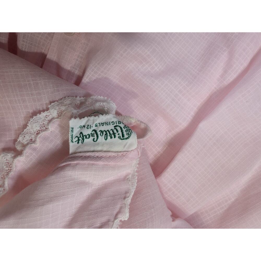 Vintage Pink Dress White Round Collar Girls Size 12 Months Little Craft - Picture 4 of 5